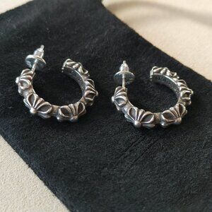 Chrome Hearts Cross Hoop Earrings Pair 925 Sterling Silver (New)